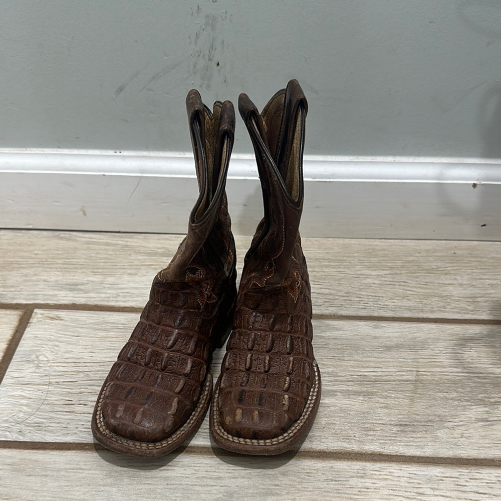 Kids Crocodile Pattern Leather Boots
